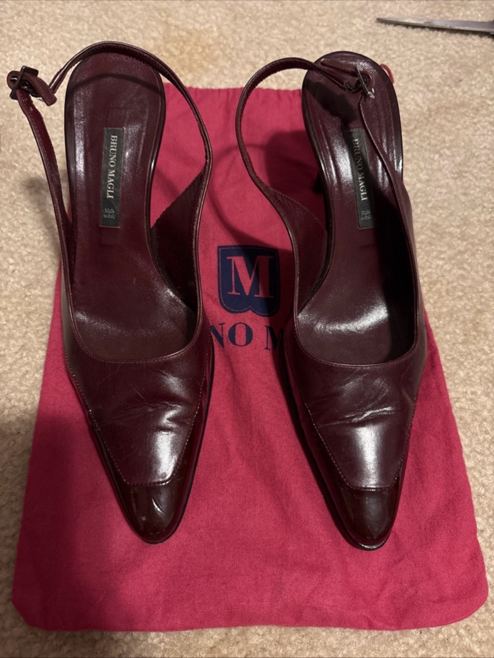 Bruno Magli Women's Dark Burgundy Pointed Slingback Pumps